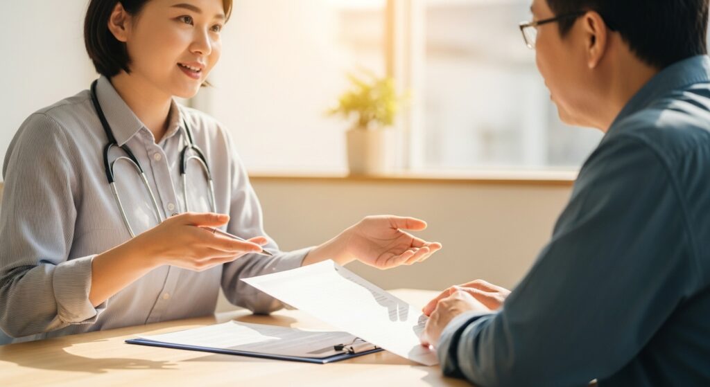 障がいのある方と相談支援専門員が、穏やかな雰囲気の中で相談している様子