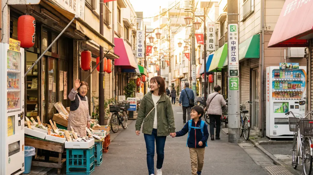 中野・練馬・杉並エリアの商店街で子どもの利用者様と歩くガイドヘルパー、地域に根ざした支援で社会との架け橋を作る