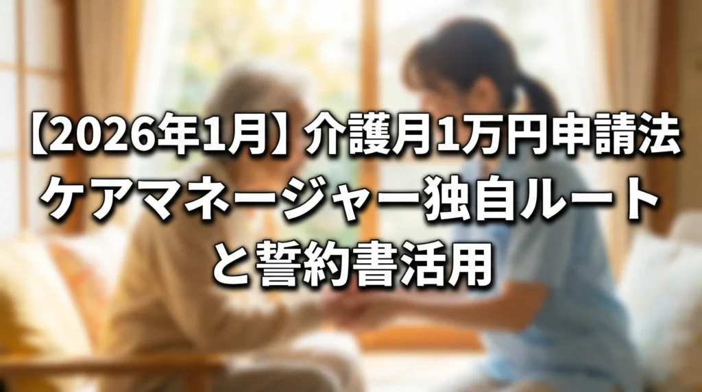 2026年1月介護月1万円申請法、ケアマネージャー独自ルートと誓約書活用を解説する介護現場のイメージ