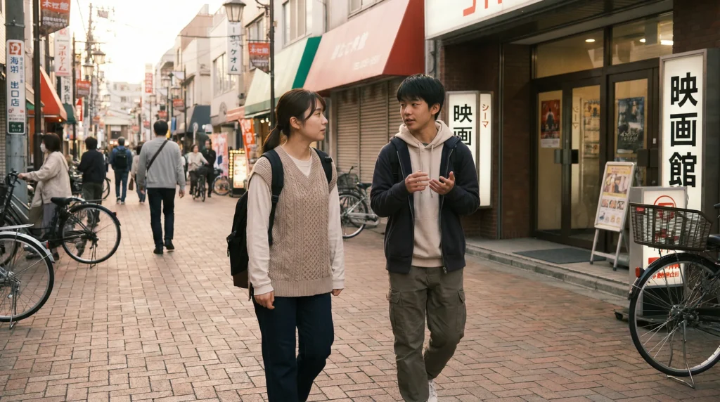 大学生が土曜日にガイドヘルパーとして利用者様と映画館へ外出支援する働き方、学業と両立できる柔軟なアルバイト