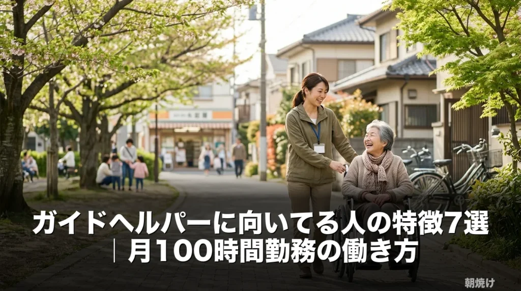 ガイドヘルパーに向いてる人の特徴7選｜月100時間勤務の働き方のアイキャッチ画像