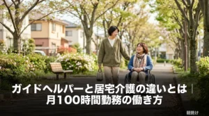 ガイドヘルパーと居宅介護の違いとは｜月100時間勤務の働き方のアイキャッチ画像