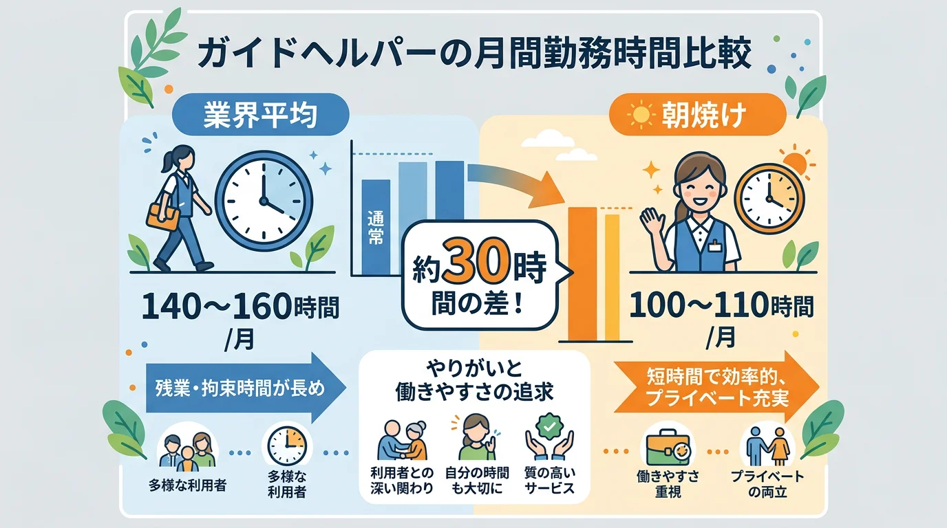 朝焼けスタッフの実際のやりがいエピソード：利用者との思い出・成長の実感を表す図解