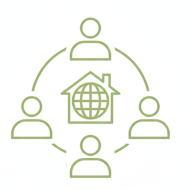 地域社会と利用者、スタッフのつながりを象徴するピクトグラム